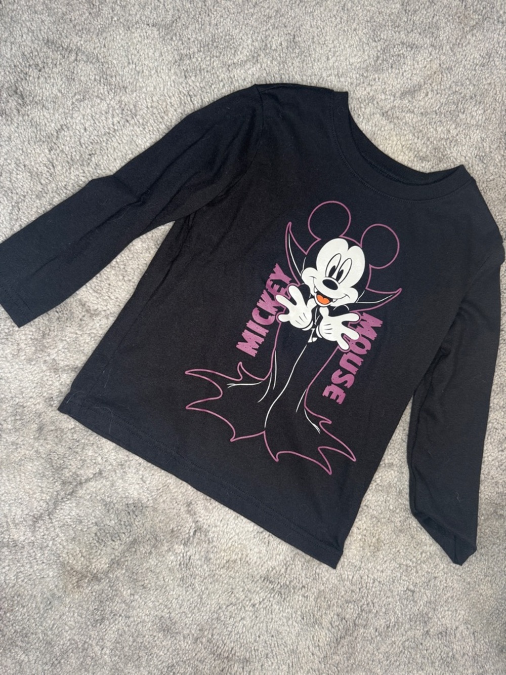 Disney Black Long-Sleeve Tee with Pink-Accent Mickey Graphic